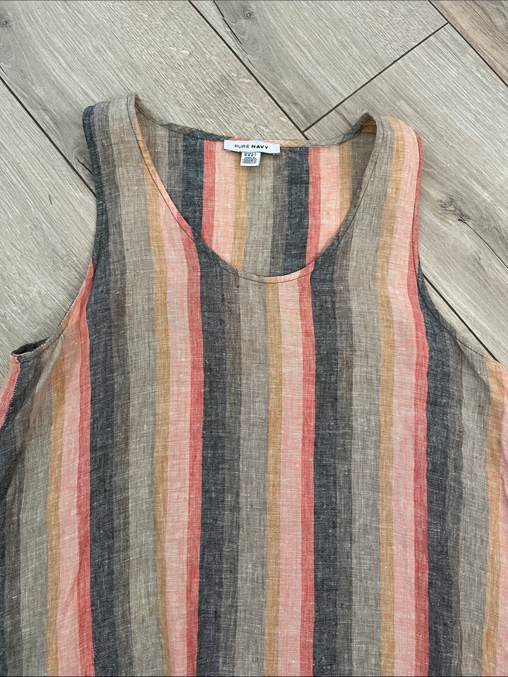 Multi-Colour Stripe Linen Tank M - Picture 2 of 4